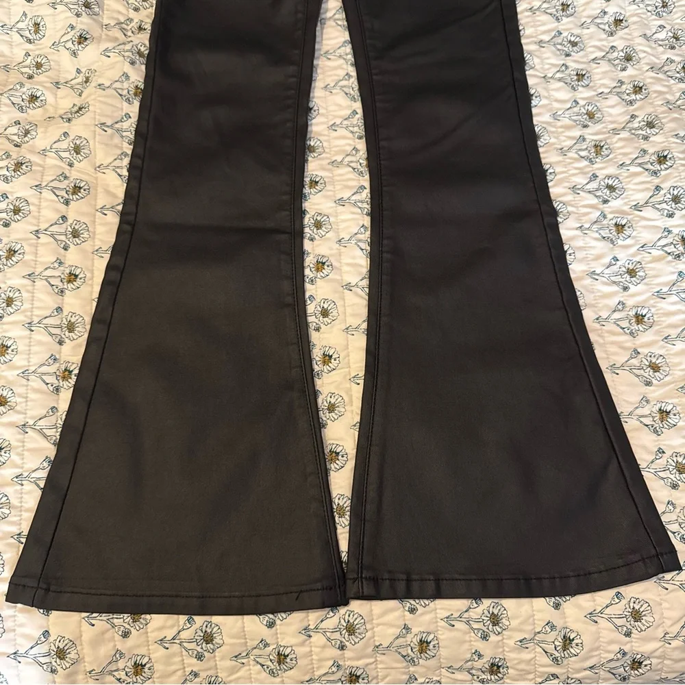 Edikted Black Leather High Waist Flare Pants - Picture 9 of 14